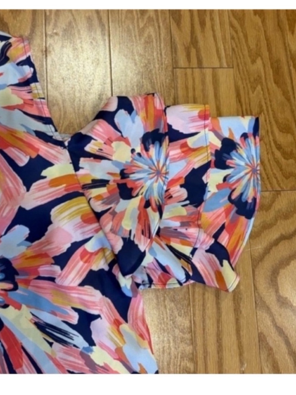 Staci Fratti Sweet Pea x NY&Co Floral Cold Shoulder Top Navy Pink Womens XL - Picture 4 of 11